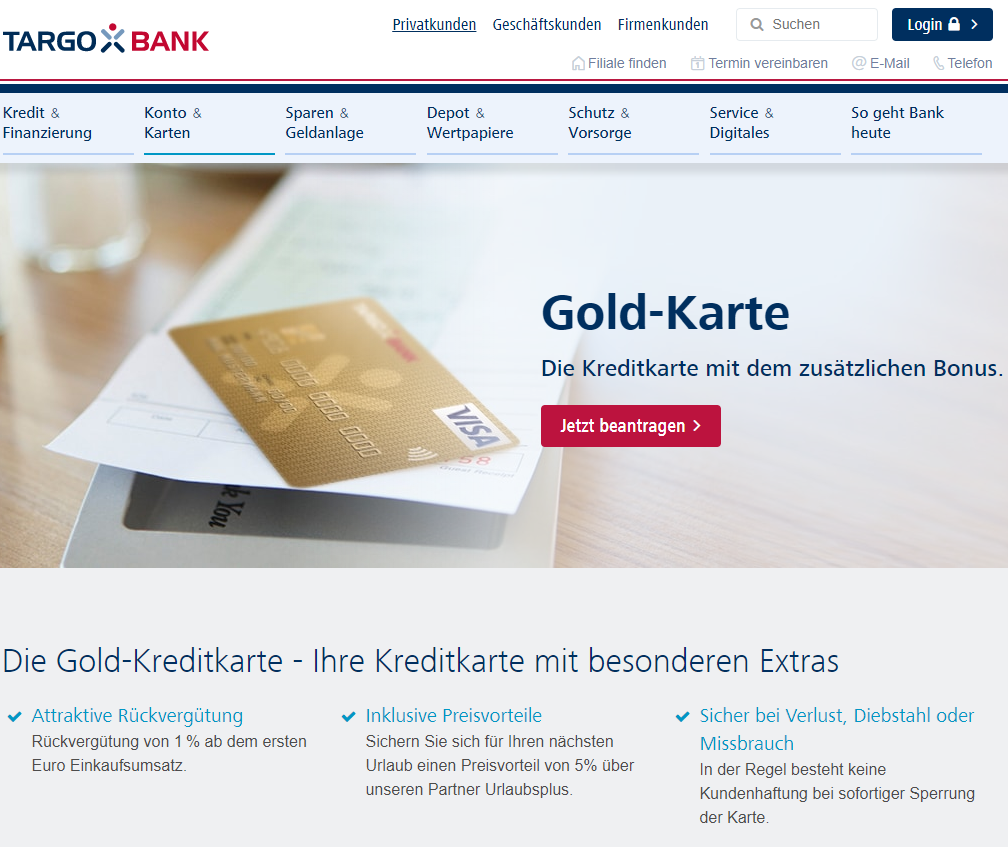 TargoBank Gold Kreditkarte
